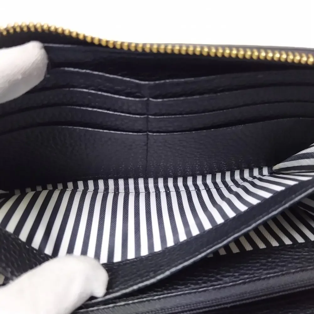 Kate Spade New York Black Pebbled Zip Around Credit Card Long Wallet